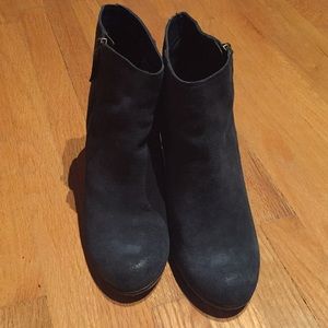 Blue suede booties sz 8.5